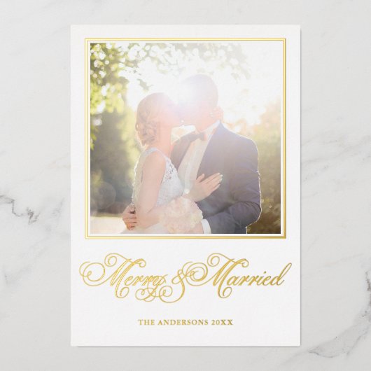 メリー書結婚したエレガント写真 箔シーズンカード (正面)