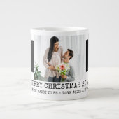 メリー最高のスクリスマスのパパへ3フォトブラック ジャンボコーヒーマグカップ (正面)