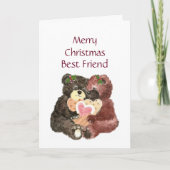 メリー最高のスクリスマス友だちテディベアハグ シーズンカード (正面)