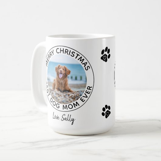 メリー最高のスクリスマス犬の母のペットの写真 コーヒーマグカップ (正面左)