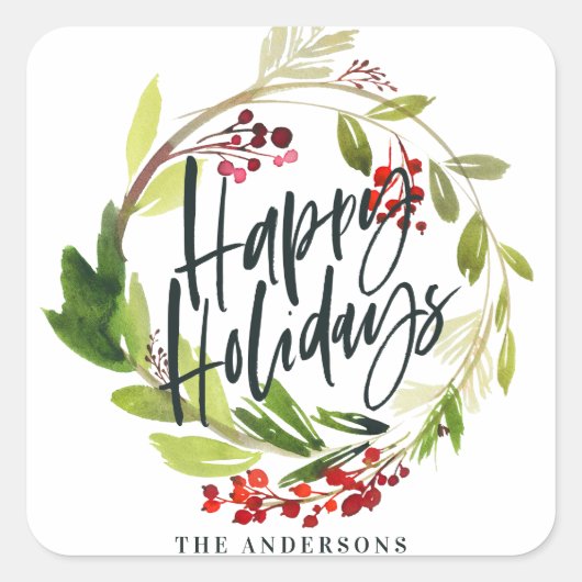 メリー水の色の葉フローラ スクエアシール (正面)