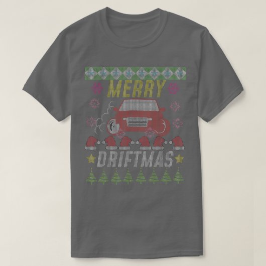 メリー流しマスのおもしろい醜いクリスマスセーター Tシャツ (デザイン正面)