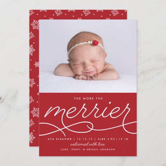 メリー生まれたばかりの初めてのクリスマスの誕生のお知らせ シーズンカード (正面/裏面)