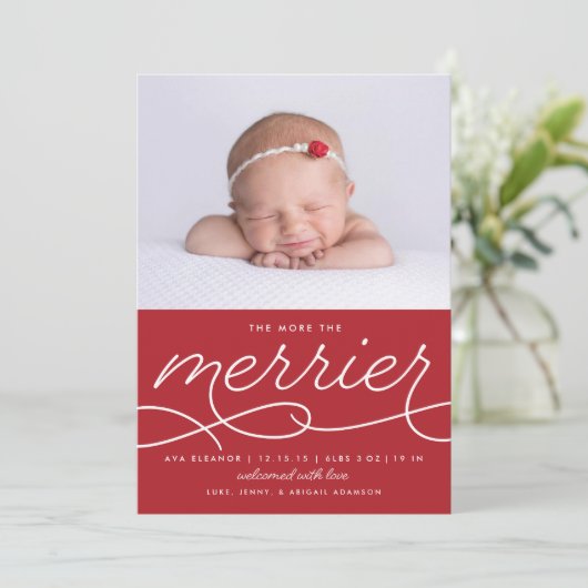 メリー生まれたばかりの初めてのクリスマスの誕生のお知らせ シーズンカード (スタンド正面)