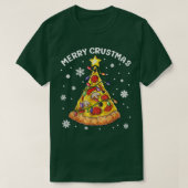 メリー甲殻類ピザクリスマスツリーピザラバーXm Tシャツ (デザイン正面)