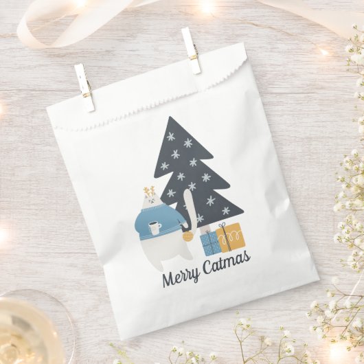 メリー白猫クリスマスオーナメントツリー フェイバーバッグ (クリップ留めされた状態)