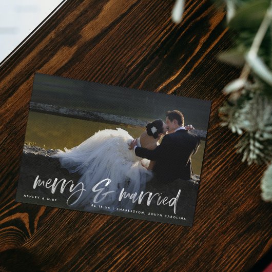 メリー白結婚した文字フォトホリデー葉書 ポストカード