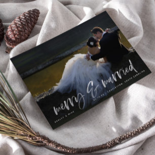 メリー白結婚した文字フォトホリデー葉書 ポストカード