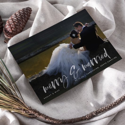 メリー白結婚した文字フォトホリデー葉書 ポストカード