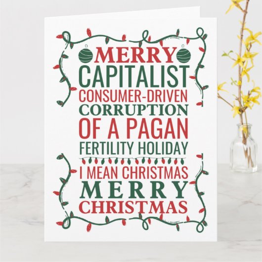 メリー祝日の異教の破損、サンタ・ギフトT カード (黄色い花)