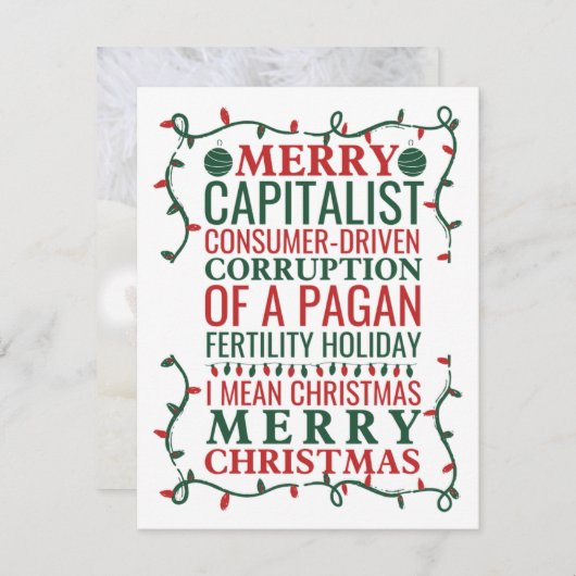 メリー祝日の異教の破損、サンタ・ギフトT 招待状 (正面/裏面)