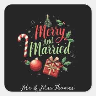 メリー祝結婚したの初めてのクリスマス スクエアシール