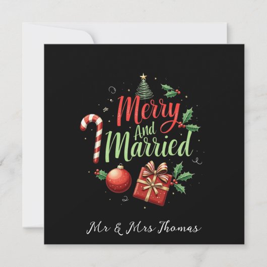 メリー祝結婚したの初めてのクリスマス 招待状 (正面)