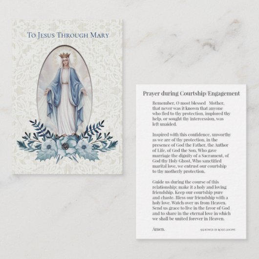 メリー神聖なカードへの求愛/婚約の祈りの言葉 名刺 (正面/裏面)