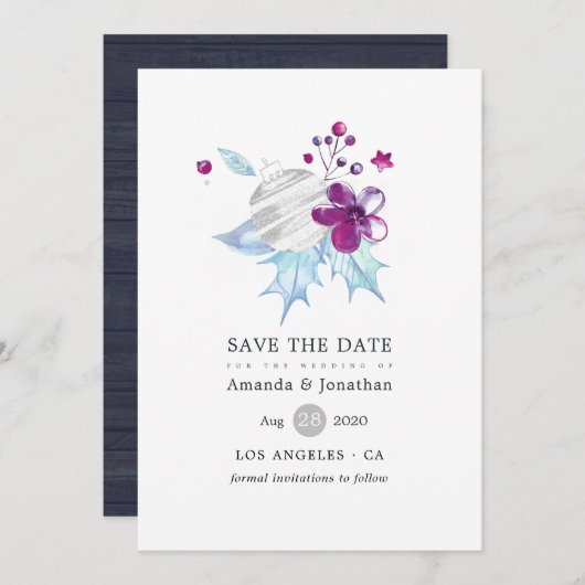 メリー素朴と明るいクリスマス結婚の セーブザデート (正面/裏面)