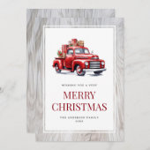 メリー素朴クリスマスのギフト古い赤いトラックカード シーズンカード (正面/裏面)
