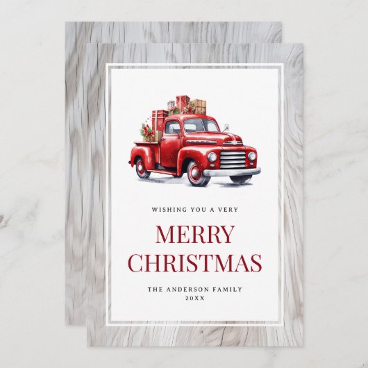 メリー素朴クリスマスのギフト古い赤いトラックカード シーズンカード (正面/裏面)