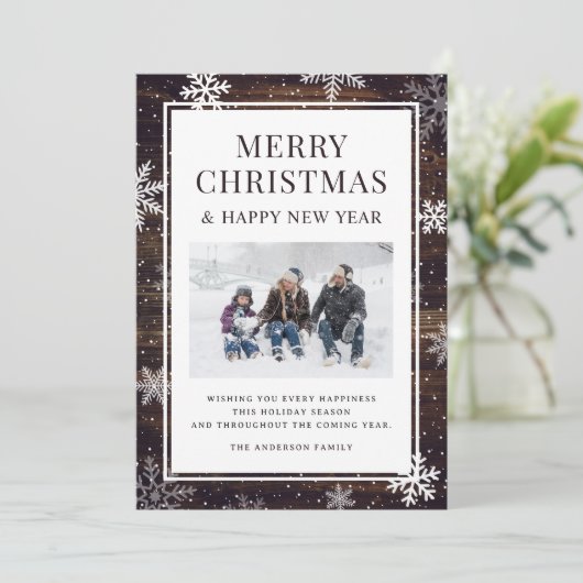 メリー素朴クリスマスのスノーフレーク写真 シーズンカード (スタンド正面)