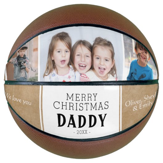 メリー素朴クリスマスのパパ3フォトコラージュ バスケットボール (正面)