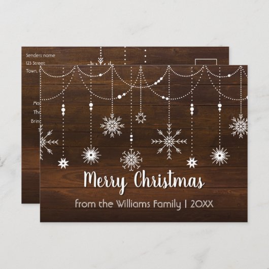 メリー素朴クリスマスの国スノーフレーク・ウッド シーズンポストカード (正面/裏面)