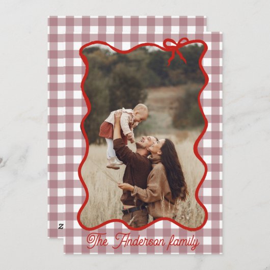 メリー素朴クリスマスの手引きレッドボウ シーズンカード (正面/裏面)