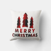 メリー素朴クリスマスの木々赤いバッファロープレイド クッション (裏面)