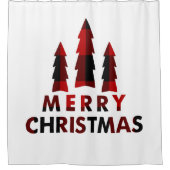メリー素朴クリスマスの木々赤いバッファロープレイド シャワーカーテン (正面)