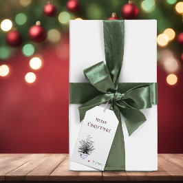 メリー素朴クリスマスの水色の木 ギフトタグ