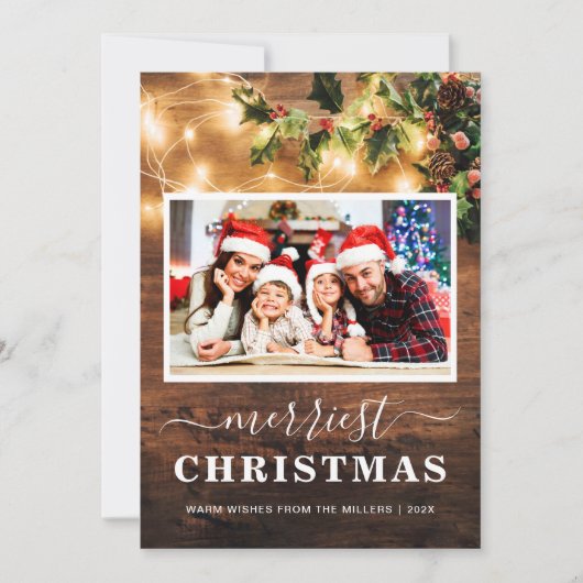 メリー素朴クリスマスのString Lights 4写真 シーズンカード (正面)