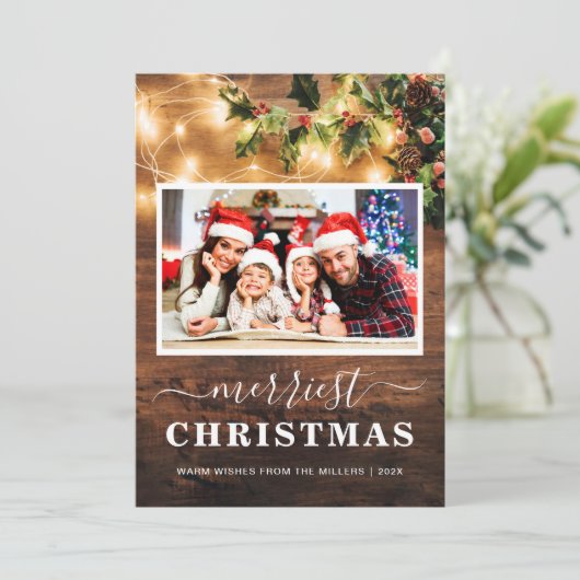 メリー素朴クリスマスのString Lights 4写真 シーズンカード (スタンド正面)