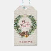 メリー素朴クリスマススクリプトリース樺の木樹皮 ギフトタグ (正面)