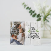 メリー素朴クリスマスタイポグラフィ写真 シーズンポストカード (スタンド正面)