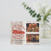 メリー素朴クリスマスツリーウッドレッドトラック2写真 シーズンポストカード (スタンド正面)