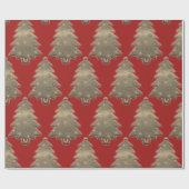 メリー素朴クリスマスツリーレッドラッピング紙 ラッピングペーパー (フラット)