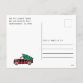 メリー素朴クリスマスツリーヴィンテージレッドトラックカード シーズンポストカード (裏面)