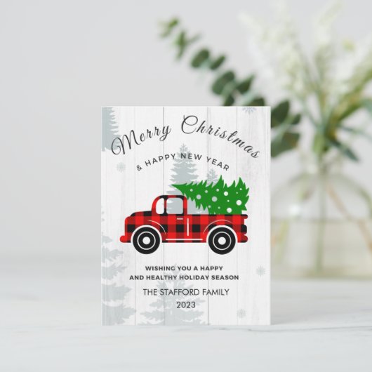 メリー素朴クリスマスツリーヴィンテージレッドトラックファーム シーズンカード (スタンド正面)