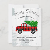 メリー素朴クリスマスツリーヴィンテージレッドトラックファーム シーズンカード (正面)