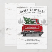 メリー素朴クリスマスツリーヴィンテージレッドトラック名 シーズンカード (正面/裏面)