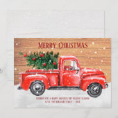 メリー素朴クリスマスツリーヴィンテージレッドトラック名 シーズンカード (正面/裏面)
