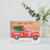 メリー素朴クリスマスツリーヴィンテージレッドトラック名 シーズンポストカード (スタンド正面)