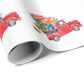 メリー素朴クリスマスツリーヴィンテージレッドトラック名 ラッピングペーパー (ロールコーナー)