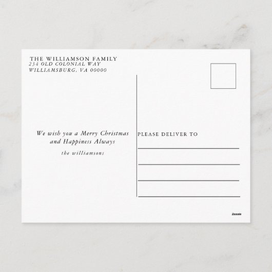 メリー素朴クリスマスツリー赤いトラックの写真 シーズンポストカード (裏面)