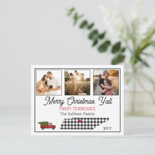 メリー素朴クリスマステネシー写真の休日 シーズンポストカード (スタンド正面)