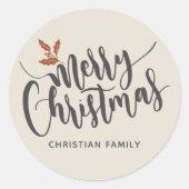 メリー素朴クリスマスパーソナライズされた ラウンドシール (正面)