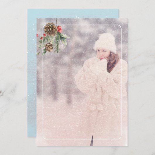 メリー素朴クリスマスピンクのトラック1枚の写真 シーズンカード (正面/裏面)