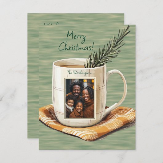 メリー素朴クリスマスフォトマグフラットホリデーカード シーズンカード (正面/裏面)