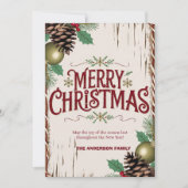 メリー素朴クリスマスフローラホリデーカード 招待状 (正面)