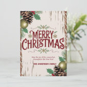 メリー素朴クリスマスフローラホリデーカード 招待状 (スタンド正面)