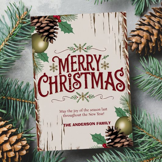 メリー素朴クリスマスフローラホリデーカード 招待状