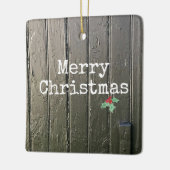 メリー素朴クリスマスホリーフォトホースバーンファーム セラミックオーナメント (左)